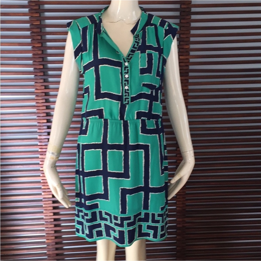 Alice & Trixie Geometric Green and Blue Sleeveless Dress